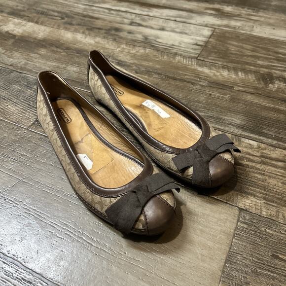 Womens Authentic Coach Signature Logo Saundra Slip On Ballerina Flats SZ 12 - Picture 1 of 4